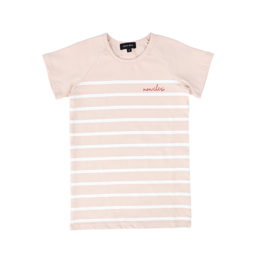 Luibelle Girls BAMBOO PINK STRIPED SS TEE Mon Cheri Striped size 7 EUC